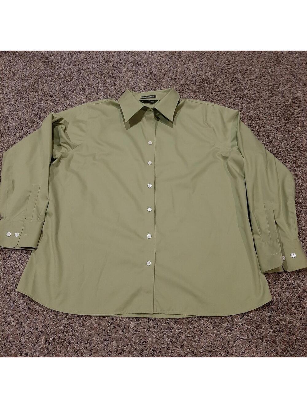 Eddie Bauer Wrinkle Resistant Women’s XL 3/4 Sleeve Shirt Olive 100% Cotton